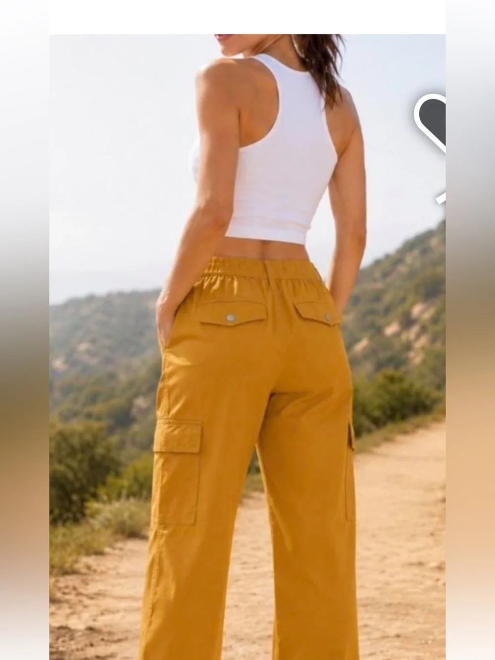 Athleta NWT Vienna Cargo PANTS Yellow Gold High Rise Straight-Leg Trousers Sz 10